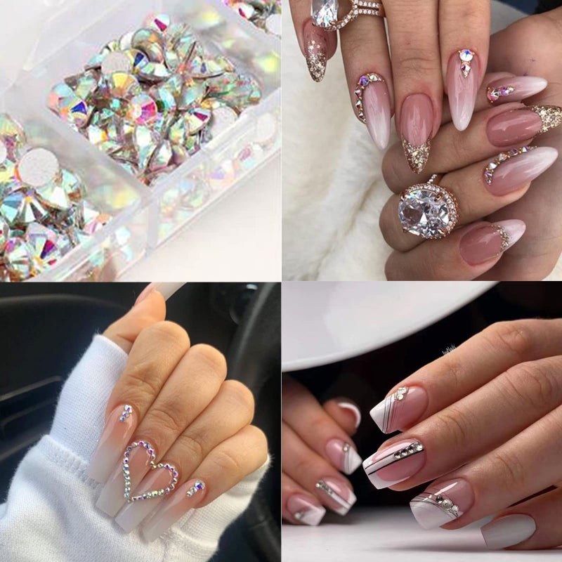 VOTACOS 4 Boxes Flatback Rhinestones and Pearls Nail Charms for Acrylics - Crystals, Half Rounds, and Accessories for DIY Nail Art Decor - Image 3