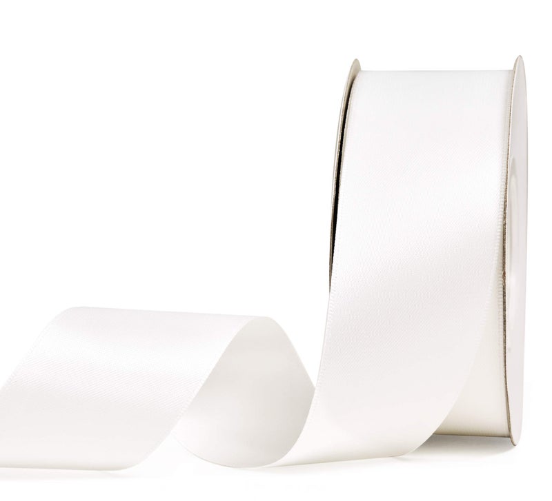 YAMA Double Face Satin Ribbon  1 12 Inch 25 Yards for Gift Wrapping Ribbons Roll White