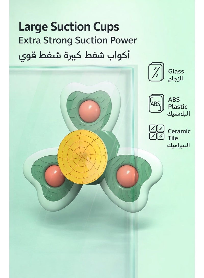 مجموعة ألعاب هزازة دوّارة للأطفال مع شفاط (3 قطع) | ألعاب حمام دوّارة تُثبت على الجدار | مادة آمنة صالحة للمضغ | لعبة حسّية للرضع - Image 2