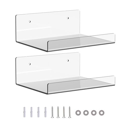 JDEA Wall-Mounted Acrylic Shelves Suitable for Wall-Mounted Display Rack Storage Rack Suitable for Children's Bookshelf Room Wall Decoration Bedroom Kitchen Living Room (2, 6“) - Image 1