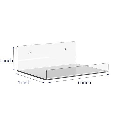 JDEA Wall-Mounted Acrylic Shelves Suitable for Wall-Mounted Display Rack Storage Rack Suitable for Children's Bookshelf Room Wall Decoration Bedroom Kitchen Living Room (2, 6“) - Image 3