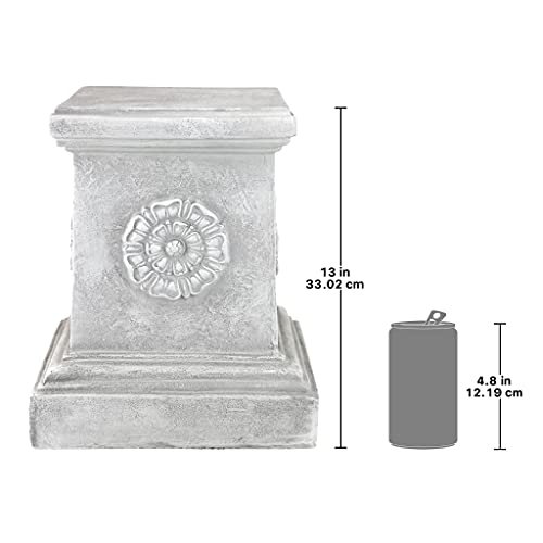 Design Toscano English Rosette Indoor/Outdoor Sculptural Garden Plinth Base Statue Riser, Large 13 Inch Tall, Cast Stone Resin, Antique Stone Finish - Image 3