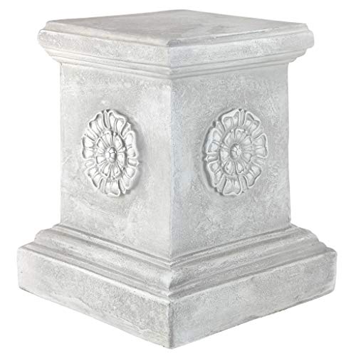 Design Toscano English Rosette Indoor/Outdoor Sculptural Garden Plinth Base Statue Riser, Large 13 Inch Tall, Cast Stone Resin, Antique Stone Finish - Image 1