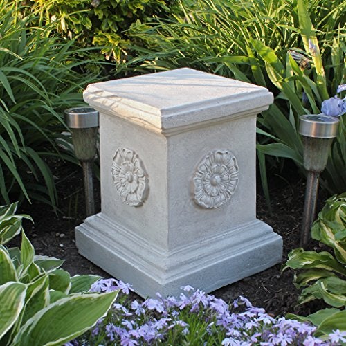Design Toscano English Rosette Indoor/Outdoor Sculptural Garden Plinth Base Statue Riser, Large 13 Inch Tall, Cast Stone Resin, Antique Stone Finish - Image 2