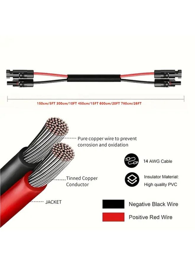 14 MC4 Extension Cable 20FT Weather Resistant Flame Retardant Twin Wire For RV - Image 3