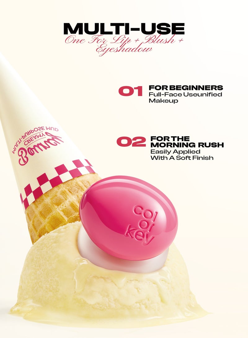 كولوركي 4.5 جرام من ملمع الشفاه المخملي متعدد الاستخدامات، ملمع شفاه الخدود متعدد الاستخدامات، أحمر خدود الخدود، كريم بودنغ دبق، ملمس مخملي ناعم، لون شفاه الخدود Q01 - Image 5