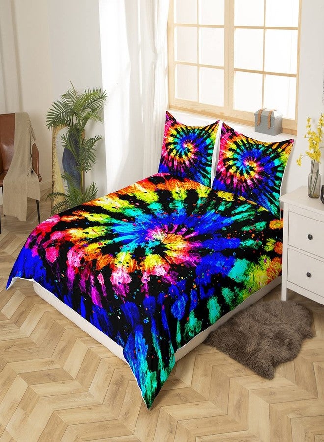 Feelyou Tie Dye Bedding Set Boho Hippie Tie Dye Duvet Cover Set for Kids Boys Girls Teens Watercolor Marble Comforter Cover Rainbow Psychedelic Swirl Bed Bedroom Decor Quilt Full Size (No Comforter) - Image 2