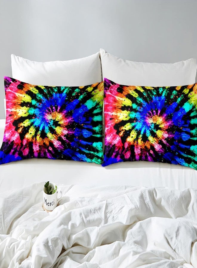 Feelyou Tie Dye Bedding Set Boho Hippie Tie Dye Duvet Cover Set for Kids Boys Girls Teens Watercolor Marble Comforter Cover Rainbow Psychedelic Swirl Bed Bedroom Decor Quilt Full Size (No Comforter) - Image 4
