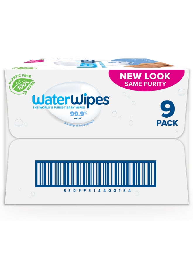 WaterWipes Original Plastic Free Baby Wipes, 540 Wet Wipes, 99.9% Water Based And Unscented For Sensitive Skin Pack of 9 - Image 4