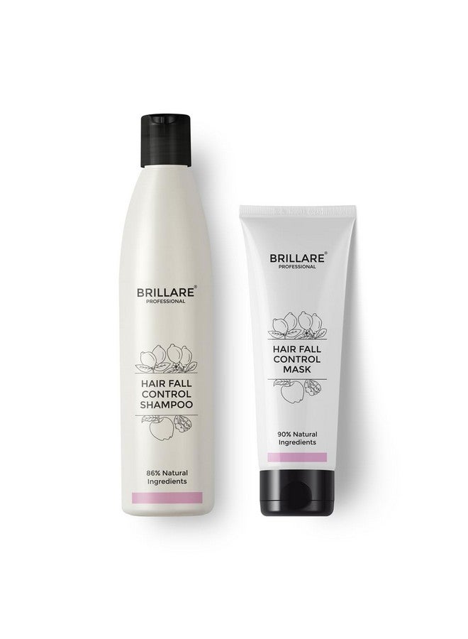 BRILLARE Professional Hair Fall Control/Anti Hair Fall Natural Shampoo And Mask Combo With Apple, Soya Protein And Lemon (300 Ml + 125 Gm) - Image 1
