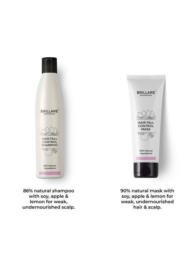 BRILLARE Professional Hair Fall Control/Anti Hair Fall Natural Shampoo And Mask Combo With Apple, Soya Protein And Lemon (300 Ml + 125 Gm) - Image 2