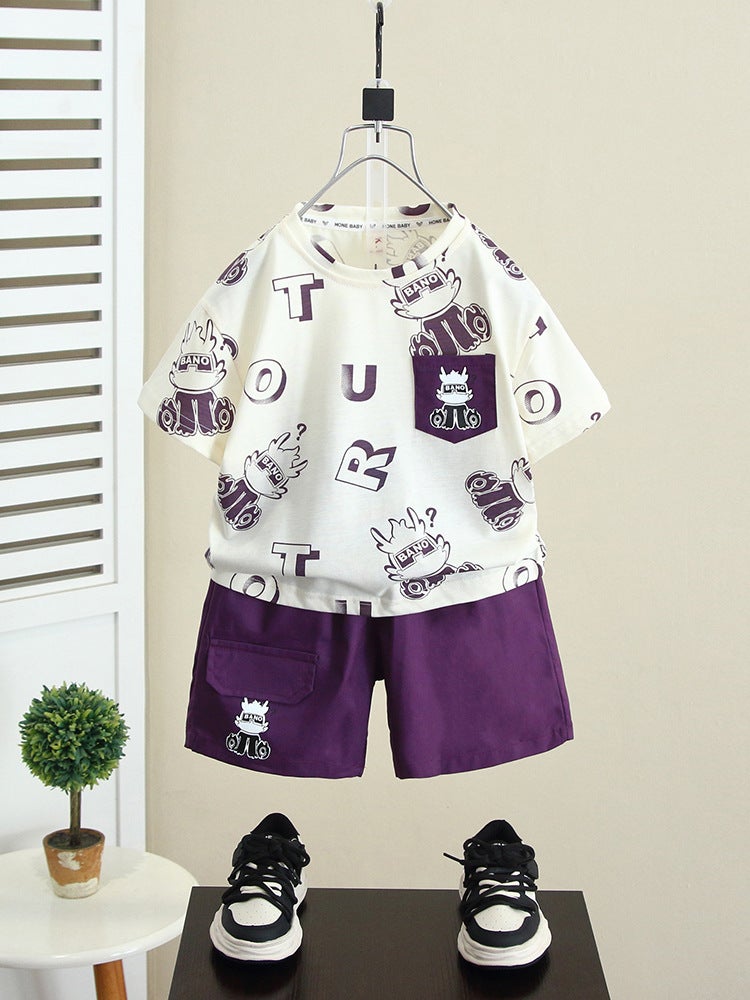 7869 Boys Summer Clothing suit 2025 New Handsome Children's Clothing Summer Short-sleeved Boys' Baby Summer Fashionable Clothes - Image 3