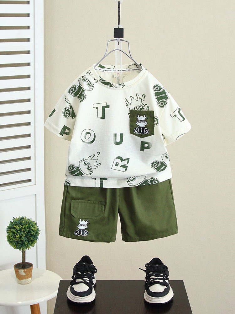 7869 Boys Summer Clothing suit 2025 New Handsome Children's Clothing Summer Short-sleeved Boys' Baby Summer Fashionable Clothes - Image 2