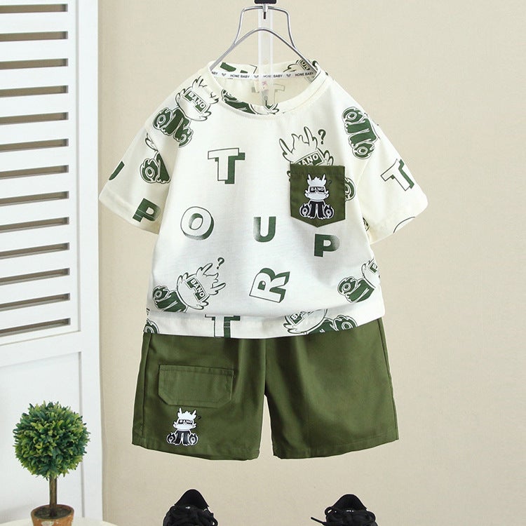 7869 Boys Summer Clothing suit 2025 New Handsome Children's Clothing Summer Short-sleeved Boys' Baby Summer Fashionable Clothes - Image 1