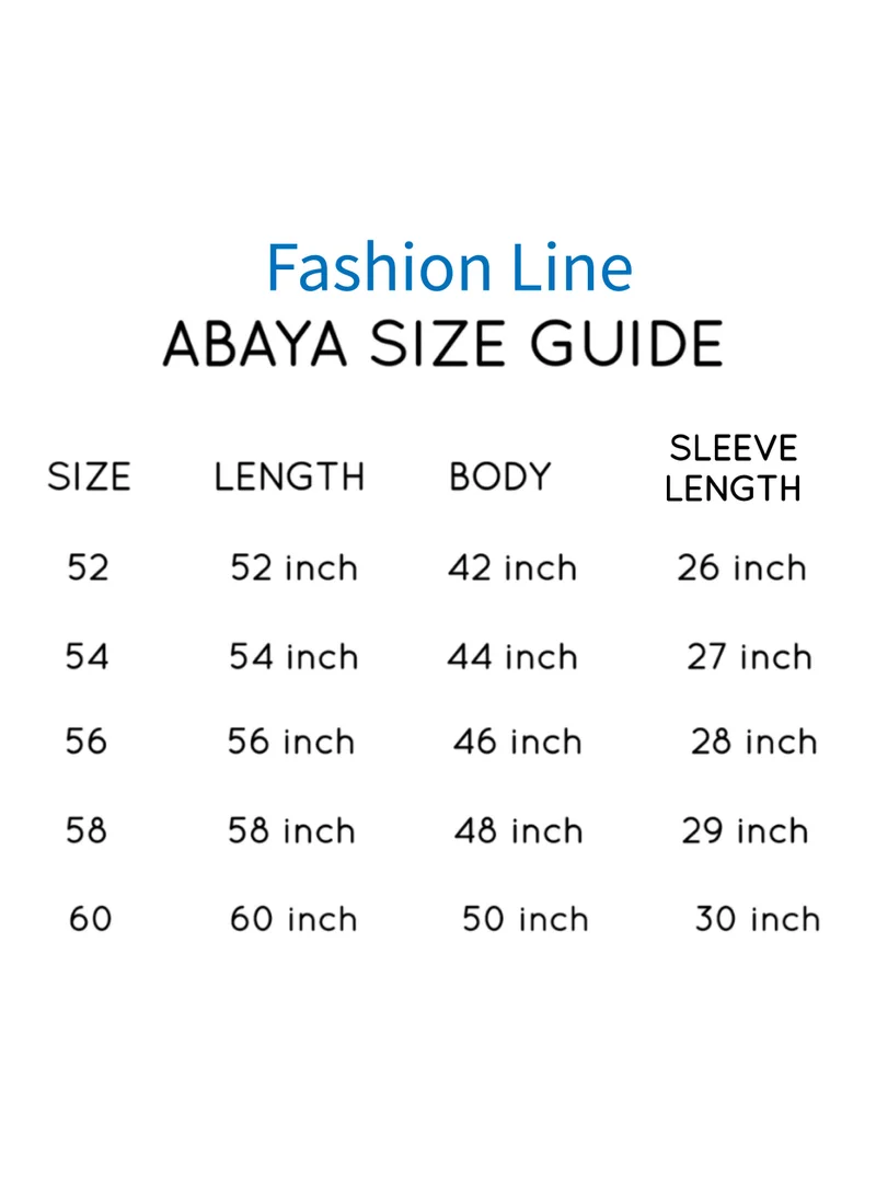 FASHION LINE Beautiful Abaya V-Open Neck, Up to Down, Front and Back Embroidered work with Black