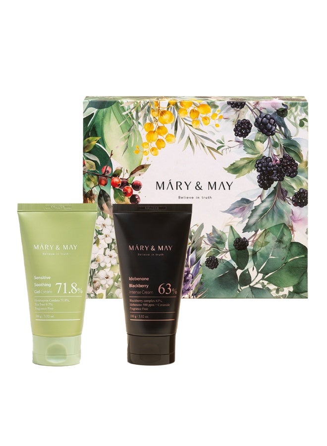 MARY & MAY Sensitive Soothing Gel Cream + Idebenone Blackberry Intense Cream Duo - Set - Image 1