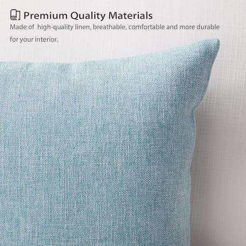 Meekio Set of 2 Light Blue Pillow Covers 18 x 18 Inch Farmhouse Boho Decorative Throw Pillow Covers Linen Cushion Covers for Sofa Couch Décor - Image 5