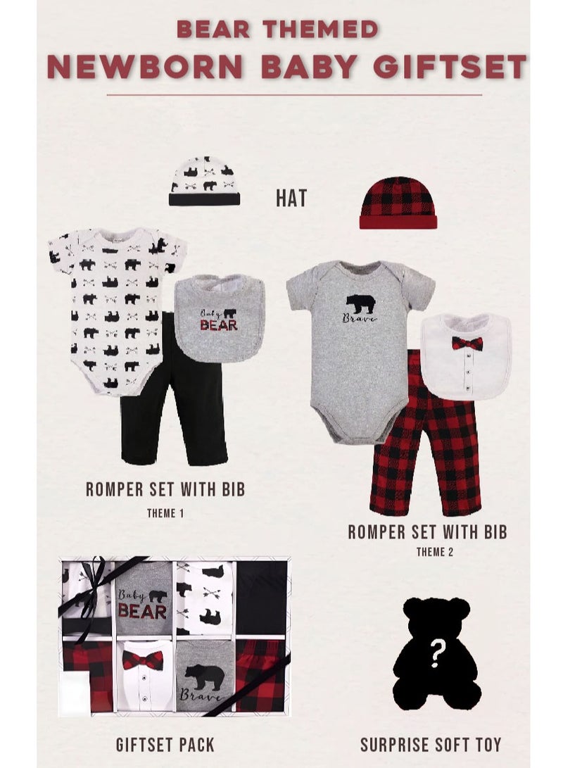 My Pumpkin Newborn Baby 8 Pcs Cute Giftset with Rompers and Pants for Baby Girls and Boys in Bear Theme - Image 3