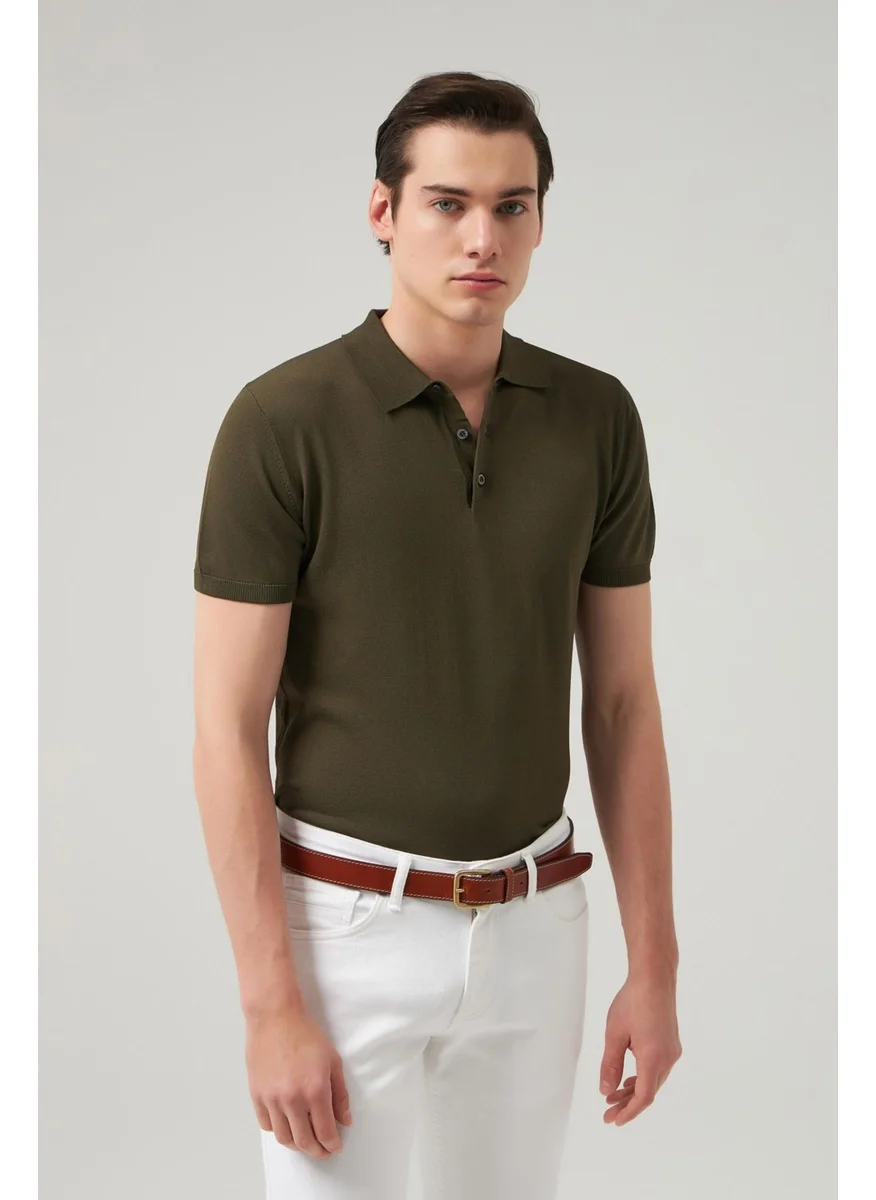 D'S DAMAT D'S Groom Slim Fit Khaki Plain Knit T-Shirt 2HF069421001M