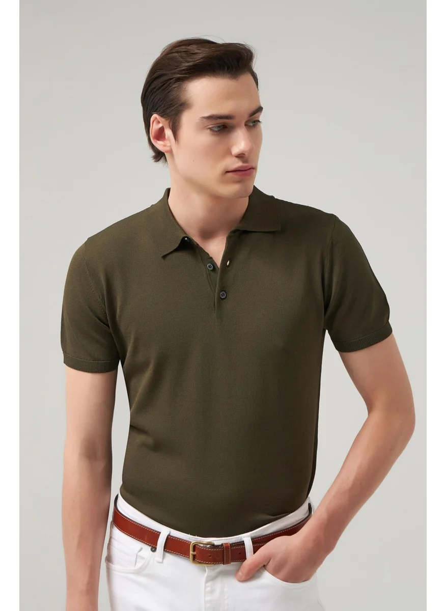D'S DAMAT D'S Groom Slim Fit Khaki Plain Knit T-Shirt 2HF069421001M