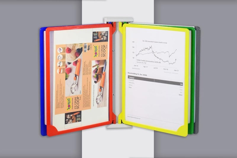 Infomate حافظات ملفات حائطية علوية بحجم A4 مع 5 حافظات (متعددة الألوان) - Image 1