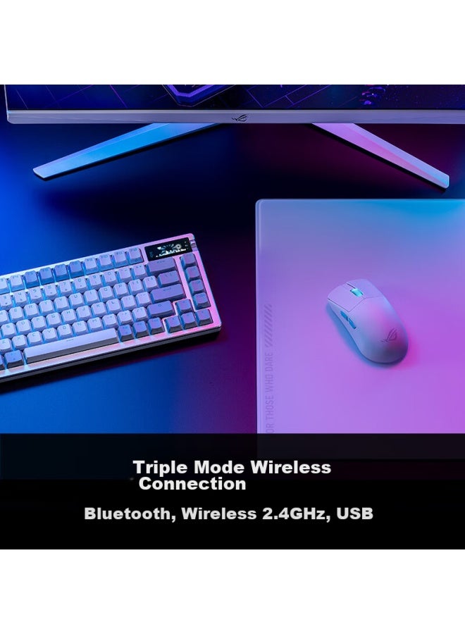 Rog Night Demon Mechanical Keyboard, Wireless/bluetooth Tri-mode Gaming Keyboard, 75-key Layout, Nx Snow White Switches, Rgb Hot-swappable, Customizable Gasket Structure, Oled Screen, Moonlight White - Image 2