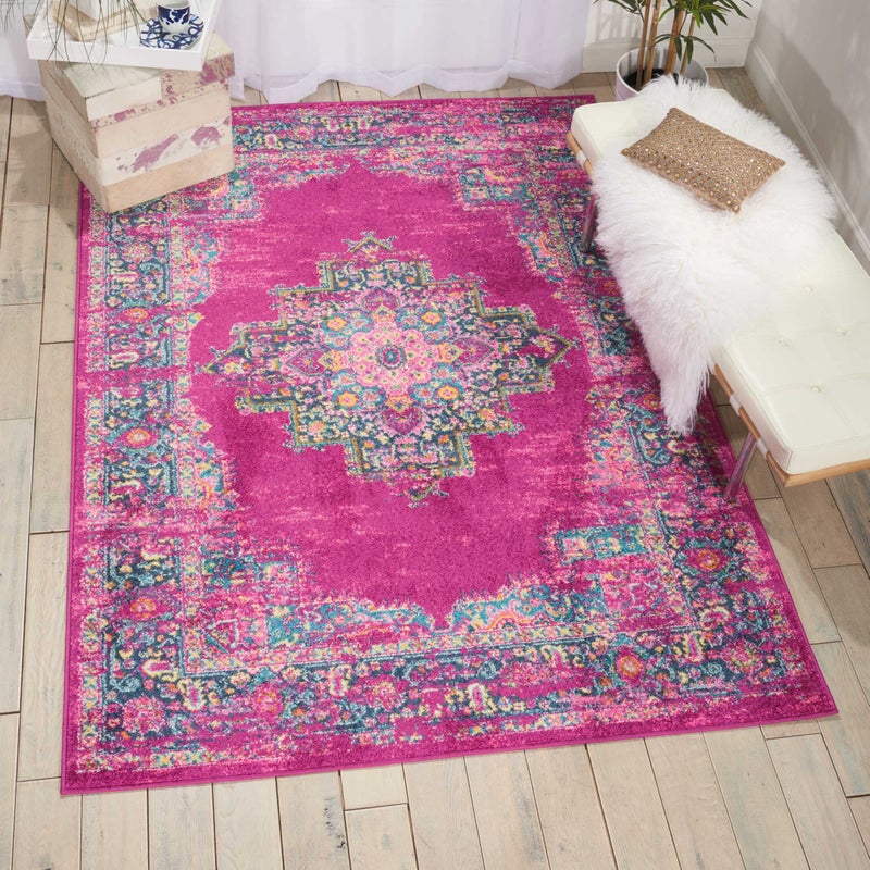 Nourison Nourison Passion Fuchsia 67 x 96 Area Rug Boho Traditional Easy Cleaning Non Shedding Bed Room Living Room Hallway 7 x 10 