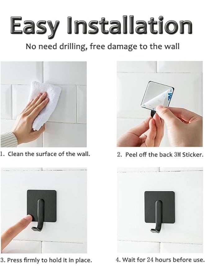 4 حزمة خطائف منشفة لاصقة, خطائف الفولاذ المقاوم للصدأ, خطائف جدار خالية من الضرر لتعليق المهام الثقيلة, خطائف دش مقاومة للماء للجدار, رفوف منشفة للحمام, مطبخ, غرفة نوم - Image 3