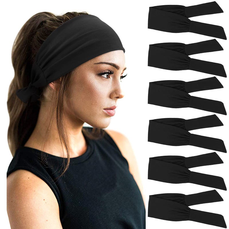 DRESHOW 6 PCS Adjustable Headbands for Women Knotted Headbands Elastic Non-Slip Fashion Hair Bands for Workout Sports Running Yoga - Image 1