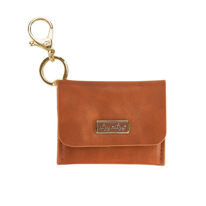 Itzy Ritzy Itzy Ritzy Itzy Mini Keychain Wallet Small Card Holder Can Clip to Diaper Bag Purse Travel Bag or Keychain Cognac 