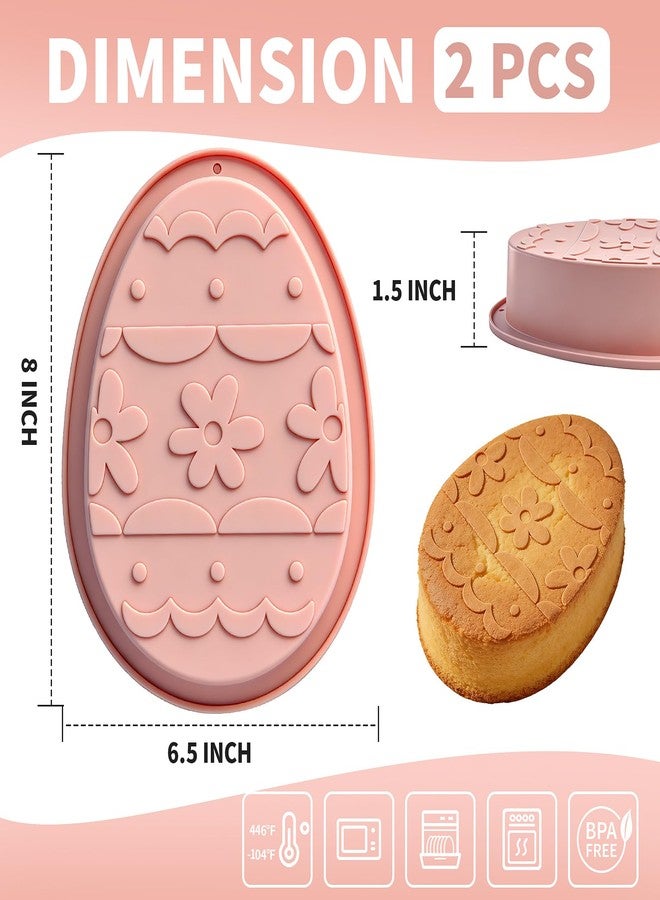Dootafy Egg Cake Pans, Easter Silicone Egg Chocolate Mold 2 Pack Large Breakable Egg Molds 7 Inch Cake Molds Jumbo Easter Moulds Silicone Chocolate Tray for Easter Baking - Pink - Image 3