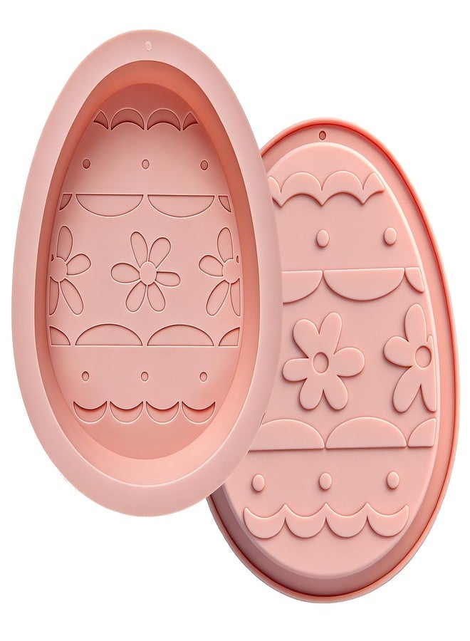 Dootafy Egg Cake Pans, Easter Silicone Egg Chocolate Mold 2 Pack Large Breakable Egg Molds 7 Inch Cake Molds Jumbo Easter Moulds Silicone Chocolate Tray for Easter Baking - Pink - Image 1