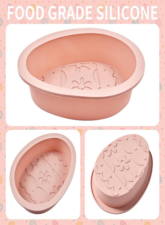Dootafy Egg Cake Pans, Easter Silicone Egg Chocolate Mold 2 Pack Large Breakable Egg Molds 7 Inch Cake Molds Jumbo Easter Moulds Silicone Chocolate Tray for Easter Baking - Pink - Image 2