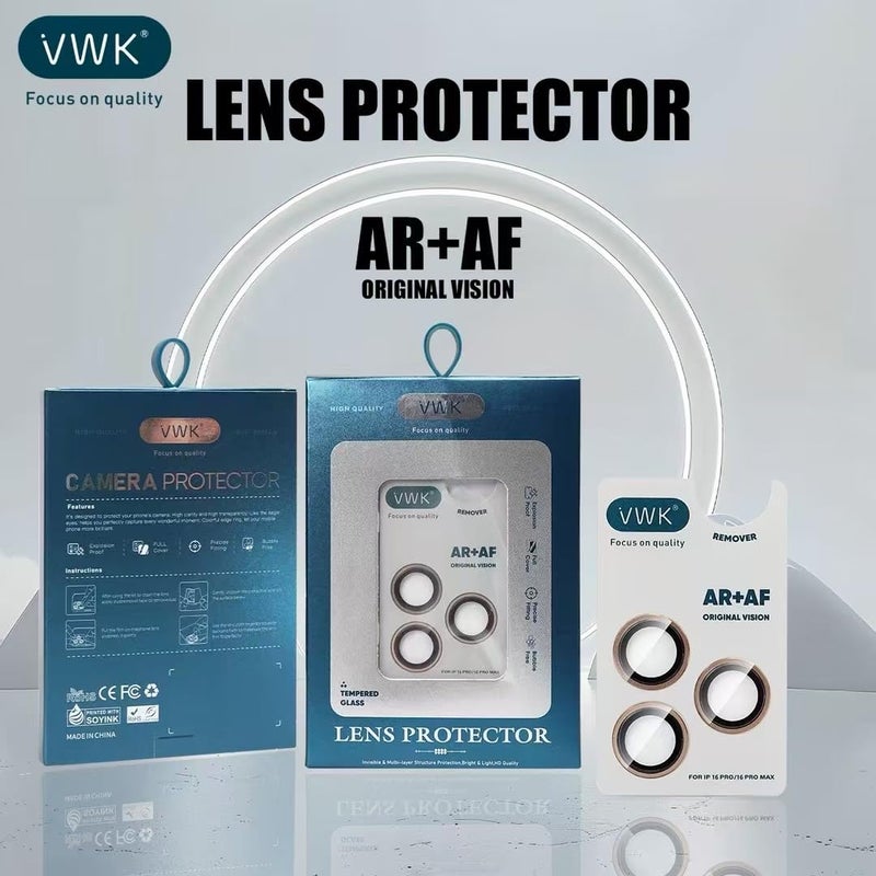 VWK Stainless steel camera glass [AR+AF camera glass) for iphone 13 Pro Max / 13 Pro, Silver Color - Image 2