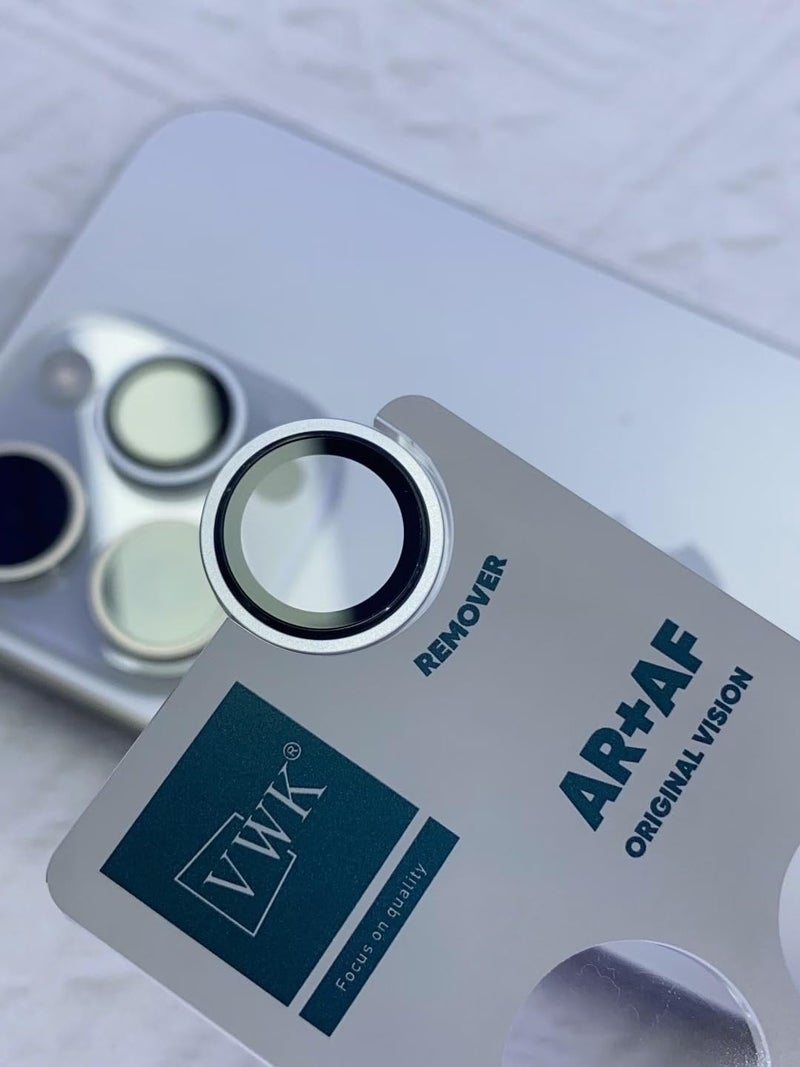 VWK Stainless steel camera glass [AR+AF camera glass) for iphone 13 Pro Max / 13 Pro, Silver Color - Image 5