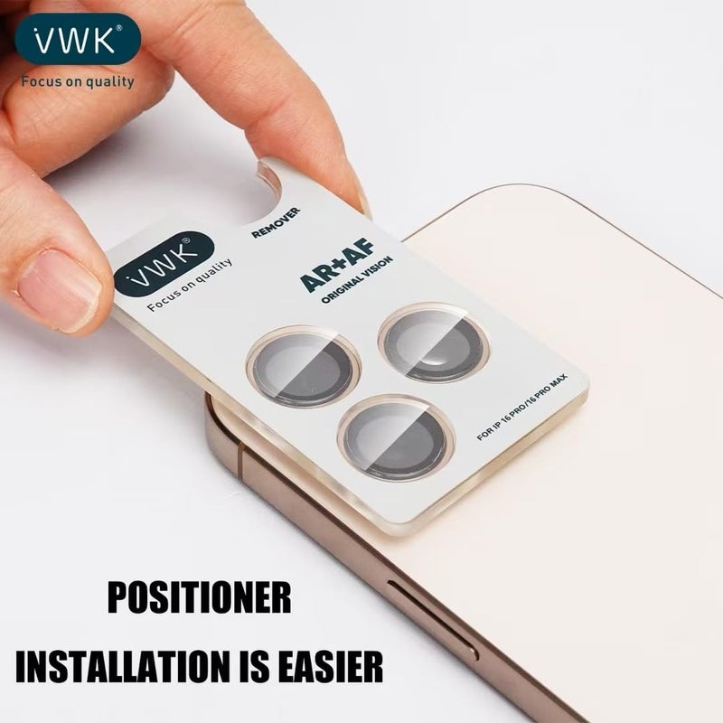 VWK Stainless steel camera glass [AR+AF camera glass) for iphone 13 Pro Max / 13 Pro, Silver Color - Image 4