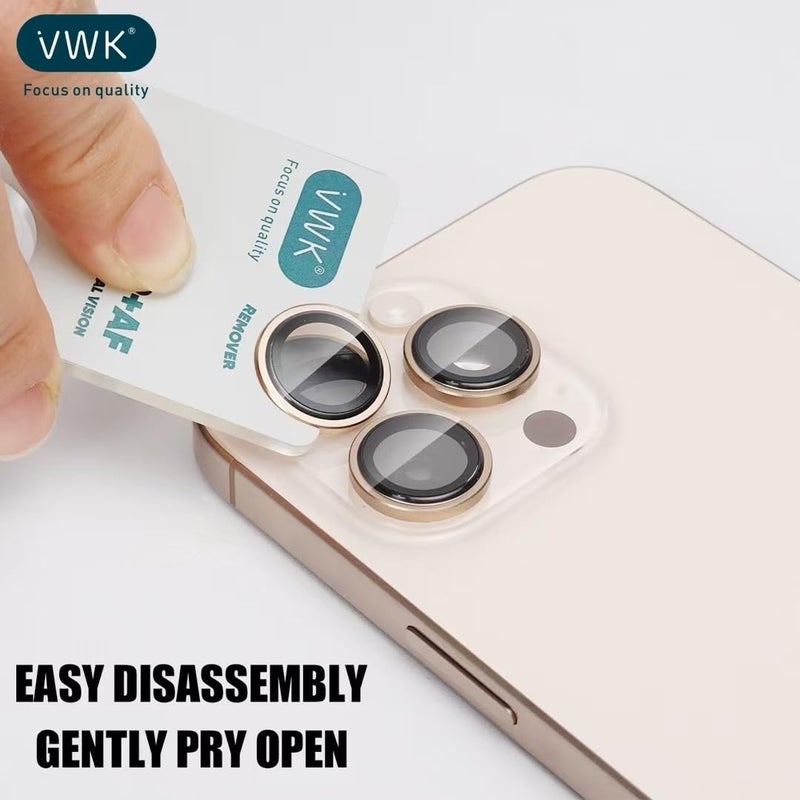 VWK Stainless steel camera glass [AR+AF camera glass) for iphone 13 Pro Max / 13 Pro, Silver Color - Image 3