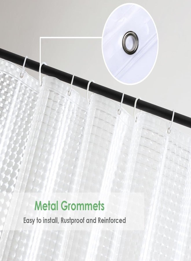 WellColor Shower Curtain Liner 74 Inches Long, EVA Heavy Duty Clear Shower Liner with 3 Strong Weights, 3D Square, 72 x 74 Inch - Image 4