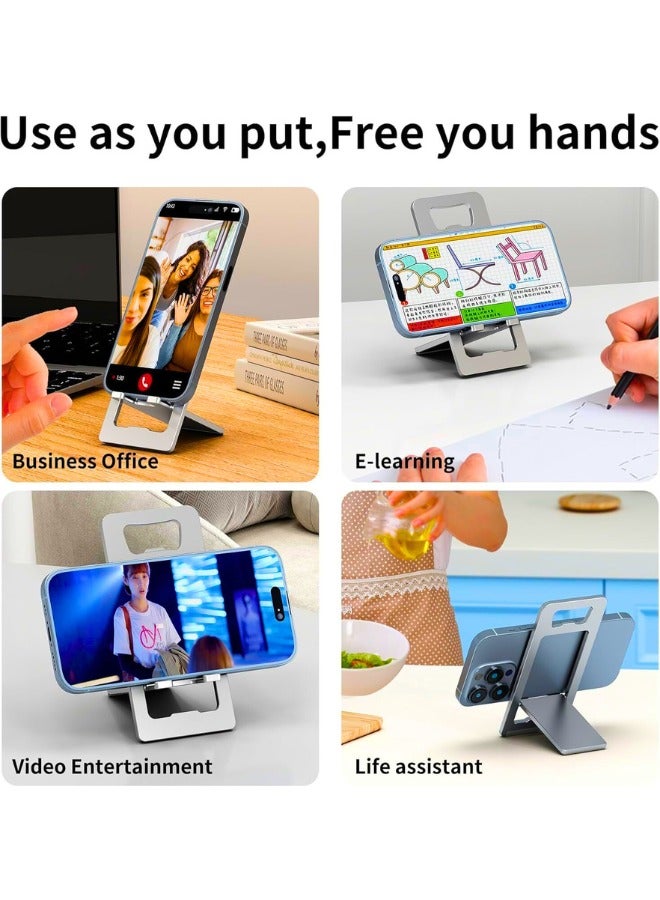 تشيس اب حامل هاتف محمول قابل للطي مع حامل من الألومنيوم قابل للتعديل للمكتب والسفر ومكالمات الفيديو والألعاب، حامل خفيف الوزن متوافق مع جميع الهواتف الذكية (فضي) - Image 2