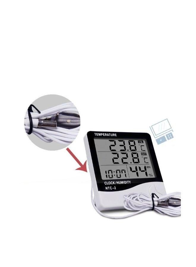 مقياس حرارة رقمي ومقياس رطوبة بشاشة LCD إلكترونية ومقياس درجة الحرارة والرطوبة HTC-2 - Image 3