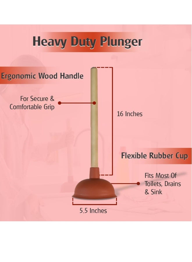 Sink Plunger, 3 Pcs Sink Plunger Kitchen Sink Unblocker Heavy Duty Unblocking Effective Tool, with 9” Wooden Handle, Oilet Pump Unblocker for Kitchen, Sink, Shower and Floor Drains - Image 3