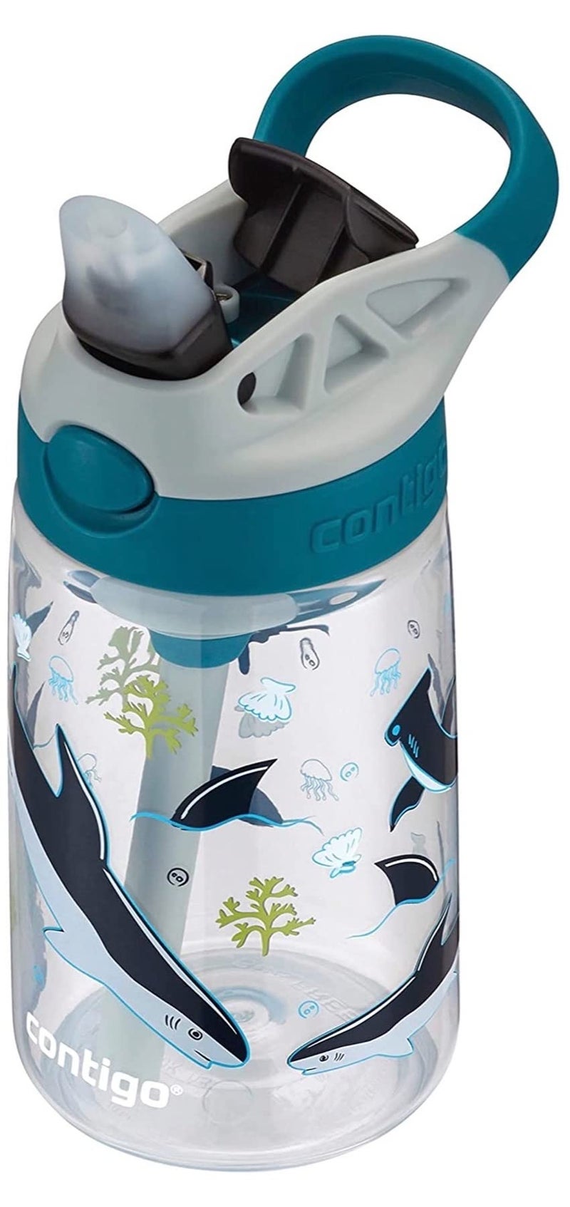 Contigo Kids Straw Water Bottle with AUTOSPOUT Lid 14oz Macaroon Shark