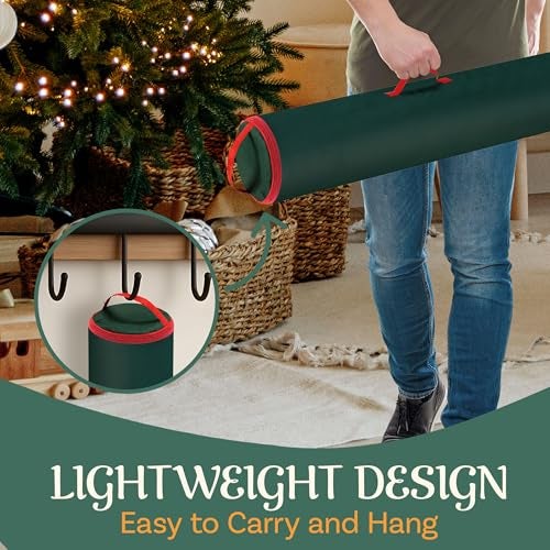 Elf Stor Set of 2 Wrapping Paper Storage Bags - Zippered Canvas Totes with Sturdy Nylon Handles - Fits Up to 40-Inch Rolls of Gift Wrap by Elf Stor (Green) - Image 5