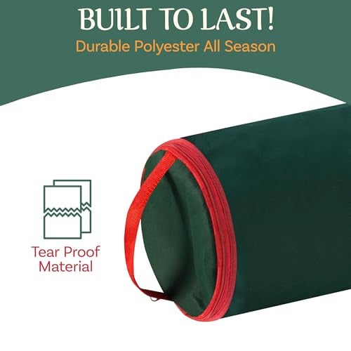 Elf Stor Set of 2 Wrapping Paper Storage Bags - Zippered Canvas Totes with Sturdy Nylon Handles - Fits Up to 40-Inch Rolls of Gift Wrap by Elf Stor (Green) - Image 4