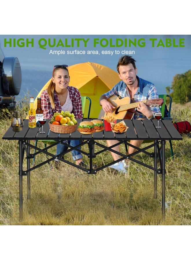 Outdoor Camping Folding Table，Lightweight Folding Table with Aluminum Table Top and Carry Bag, Easy to Carry, Perfect for Outdoor, Picnic, Cooking, Beach, Hiking (95×57×50cm） - Image 5