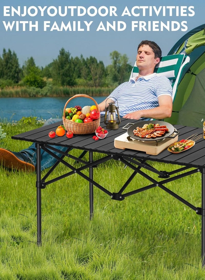 Outdoor Camping Folding Table，Lightweight Folding Table with Aluminum Table Top and Carry Bag, Easy to Carry, Perfect for Outdoor, Picnic, Cooking, Beach, Hiking (95×57×50cm） - Image 2