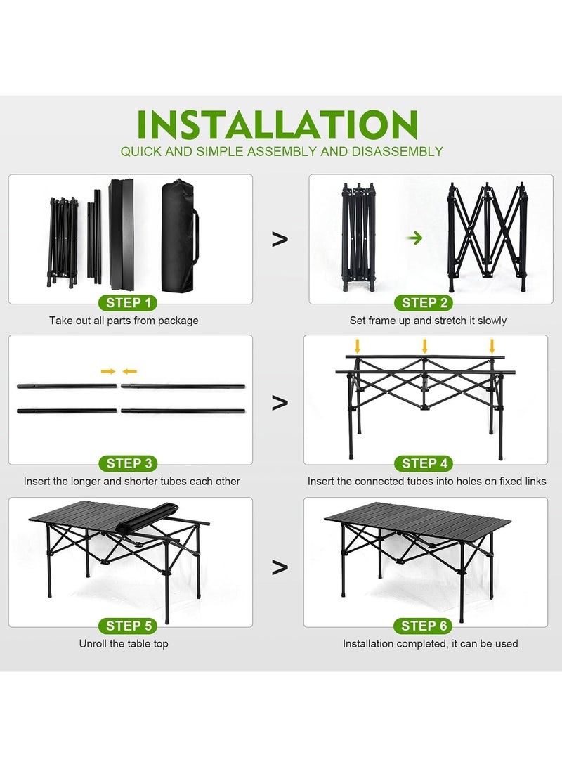 Outdoor Camping Folding Table，Lightweight Folding Table with Aluminum Table Top and Carry Bag, Easy to Carry, Perfect for Outdoor, Picnic, Cooking, Beach, Hiking (95×57×50cm） - Image 4