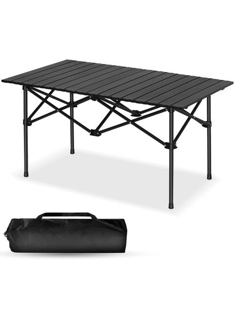 Outdoor Camping Folding Table，Lightweight Folding Table with Aluminum Table Top and Carry Bag, Easy to Carry, Perfect for Outdoor, Picnic, Cooking, Beach, Hiking (95×57×50cm）