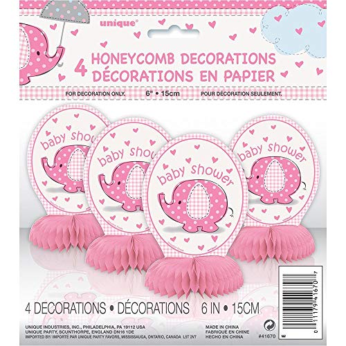 Unique Party Unique 6" Mini Pink Elephant Girl Baby Shower Centerpiece Decorations, 4ct - Image 2