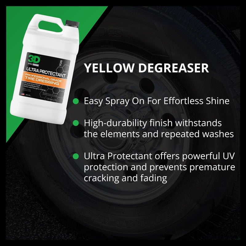 3D Ultra Protectant Tire Shine Spray – Water-Based High Gloss Tire Dressing | Long Lasting UV Protection for Rubber & Vinyl | No Sling | Made in USA |1 Gallon - Image 3